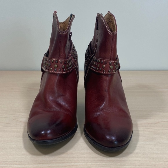 Sofft Dark Red Ankle Booties with Studded Strap - Picture 2 of 9